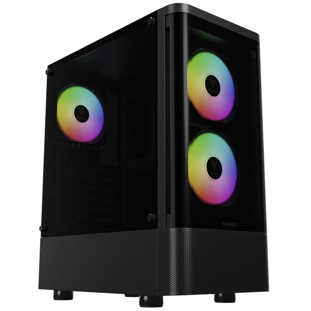 Gabinete Gamer Gamdias Talos E3 CG, Mid Tower, ATX, 3x Fans ARGB, Lateral em Vidro Temperado, Preto - TALOS E3 CG