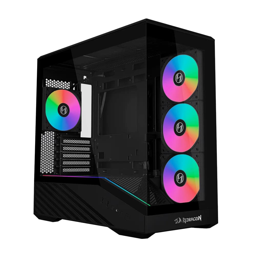 Gabinete Gamer Lian Li x Redragon V100R Mini, Mid Tower, mATX, 4x Fans, Frente/Lateral em Vidro, Preto - OE809RX BLACK
