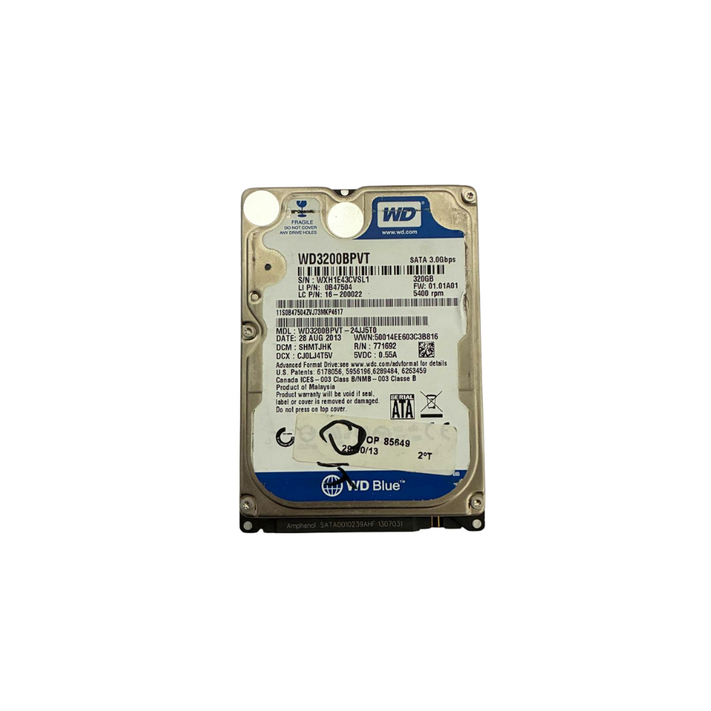 HD 320GB WD Blue para Notebook, SATA 3.0, 8MB, 5400RPM - Usado usado