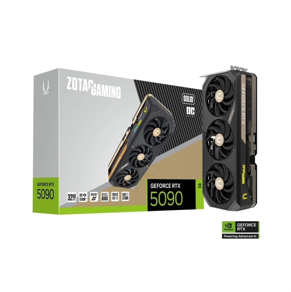Placa de Vídeo Nvidia Geforce Zotac Gaming RTX5090 Solid OC 32GB, GDDR7, 512 Bits, HDMI/DisplayPort - ZT-B50900J-10A usado