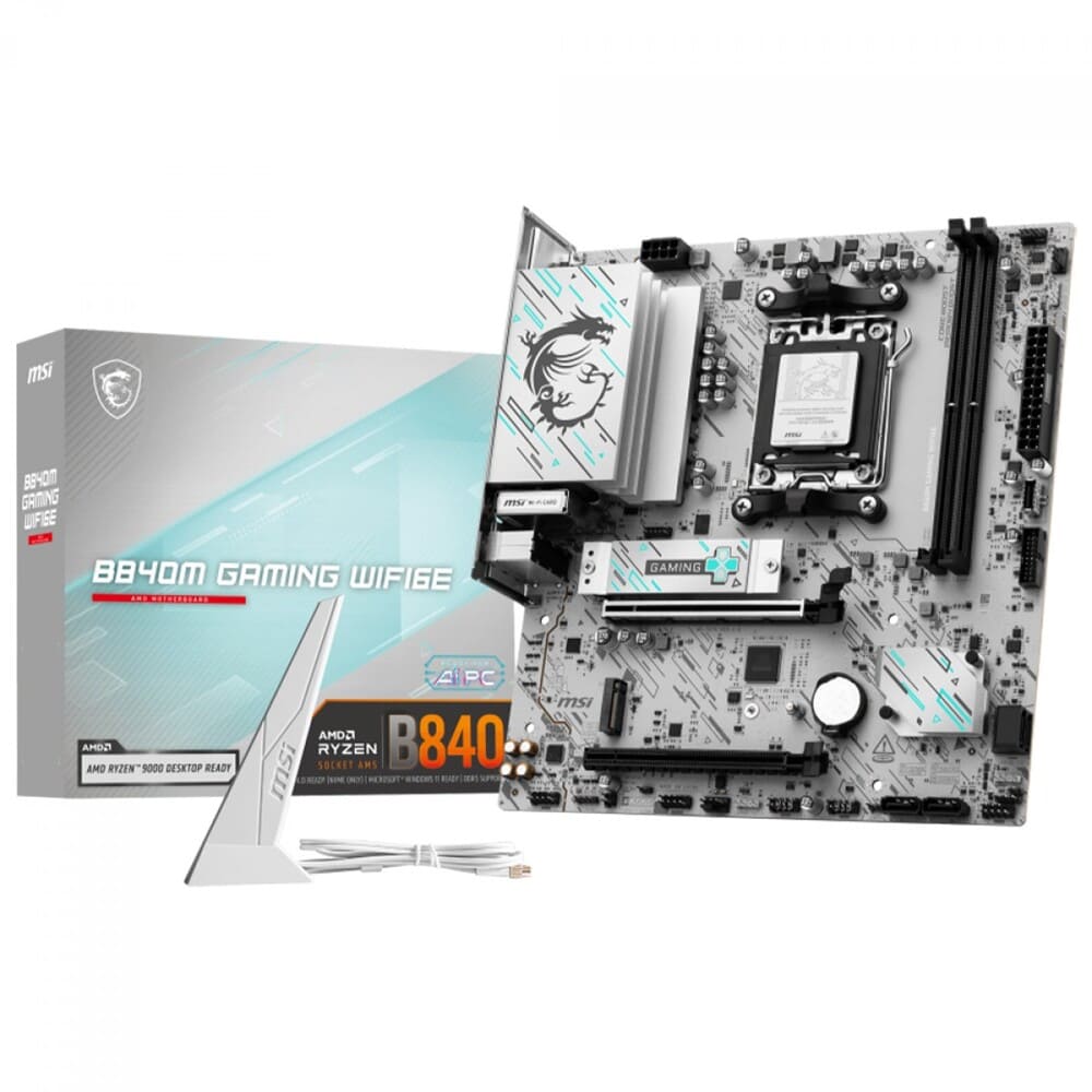 Placa Mãe MSI B840M Gaming WiFi6E, AMD AM5, DDR5, mATX, M.2 NVMe, HDMI/DisplayPort - 911-7E76-007 usado
